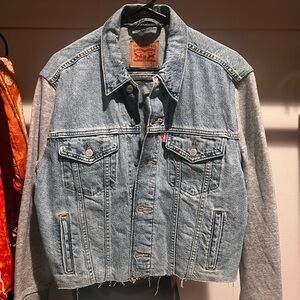 Levi's Blue Denim Jacket with Gray Sleeves